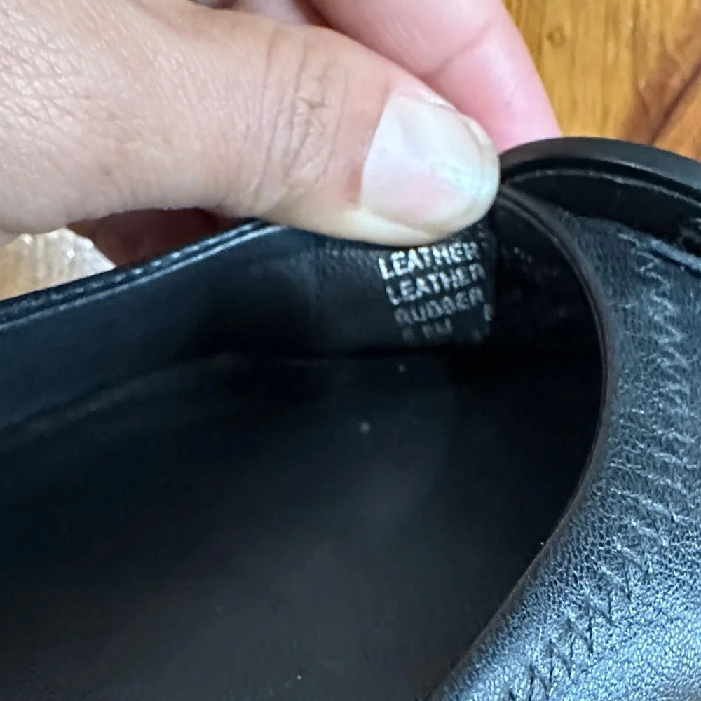 Tory Burch Black Leather Flats with Logo Size 5.5